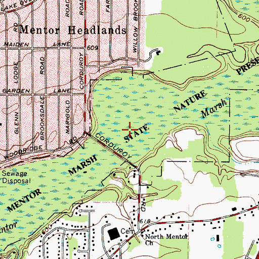Topographic Map of Mentor Marsh State Nature Preserve, OH