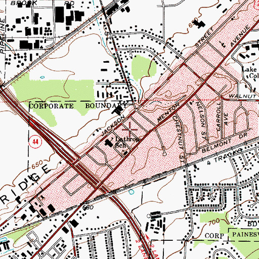 Topographic Map of Orchard Grove, OH