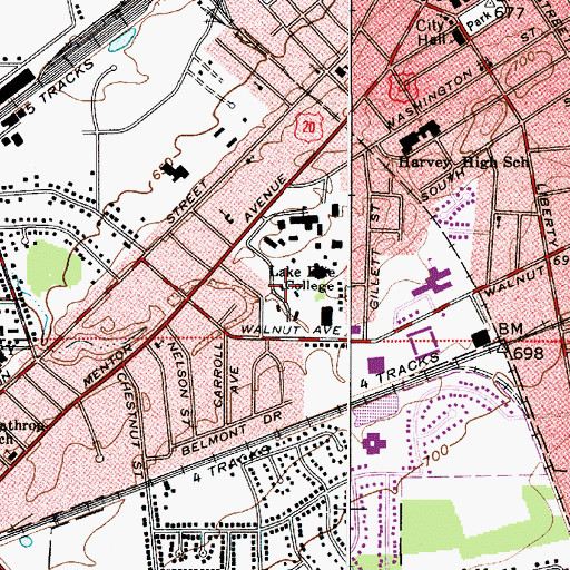 Topographic Map of Ritter Hall, OH