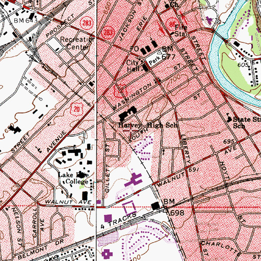 Topographic Map of Saint Johns Home, OH