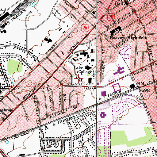 Topographic Map of South Hall, OH