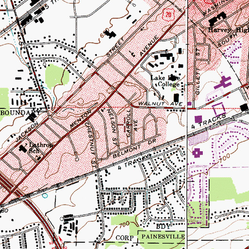 Topographic Map of West Walnut Estates, OH