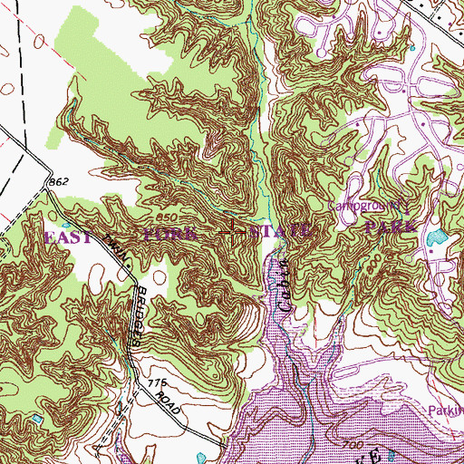 Topographic Map of East Fork State Park, OH