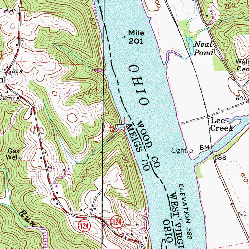 Topographic Map of Blake Run, OH