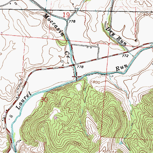 Topographic Map of Moccasin Creek, OH