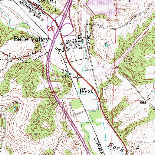 Topographic Map of Wolf Run, OH