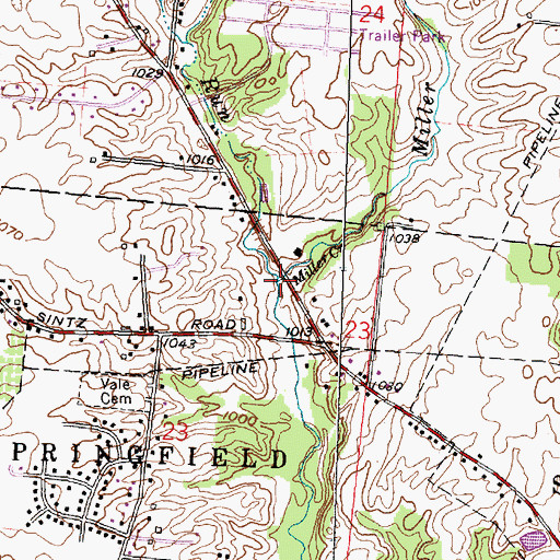 Topographic Map of Miller Creek, OH