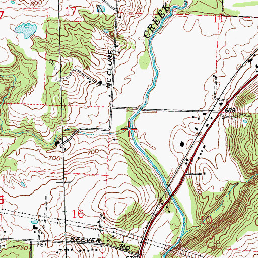 Topographic Map of Howards Run, OH