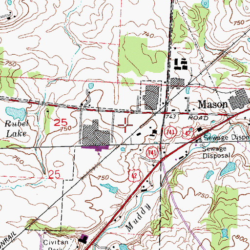 Topographic Map of Mason Industrial Park, OH