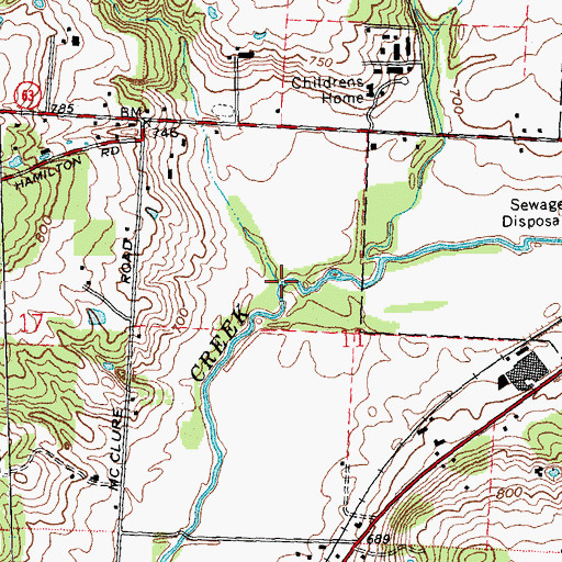 Topographic Map of Mulfords Run, OH