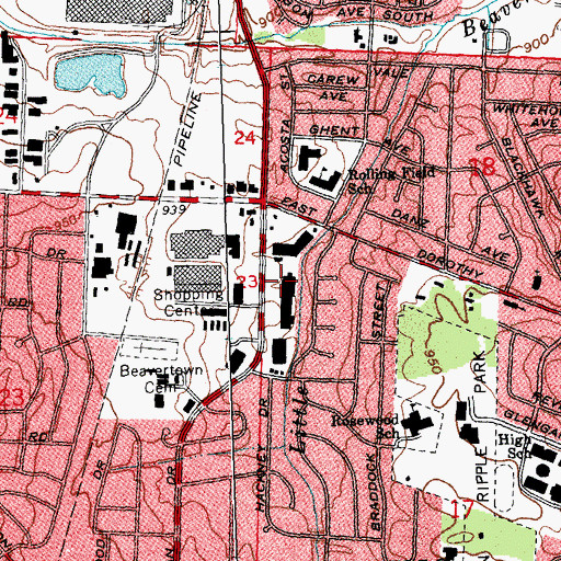 Topographic Map of Woodlane Plaza Shopping Center, OH