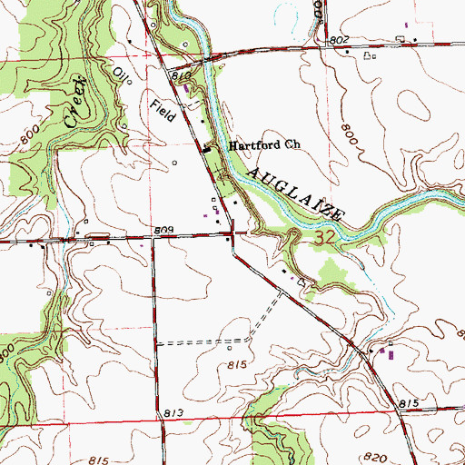 Topographic Map of Hartford (historical), OH