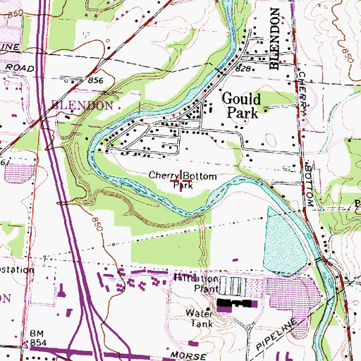 Topographic Map of Cherry Bottom, OH