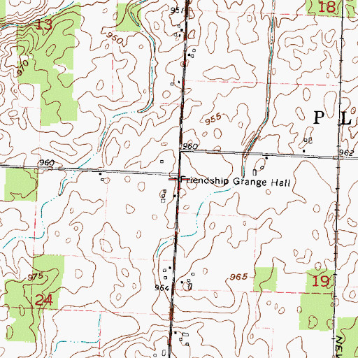 Topographic Map of Friendship Grange Hall, OH