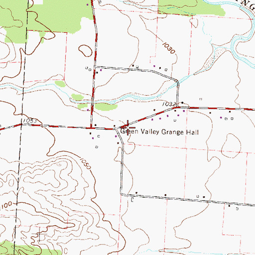 Topographic Map of Green Valley Grange Hall, OH