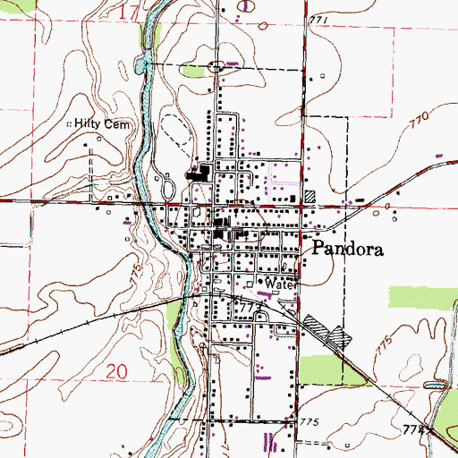 Topographic Map of Pandora, OH
