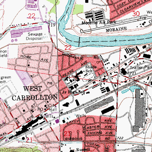 Topographic Map of Walter Shade Elementary School, OH