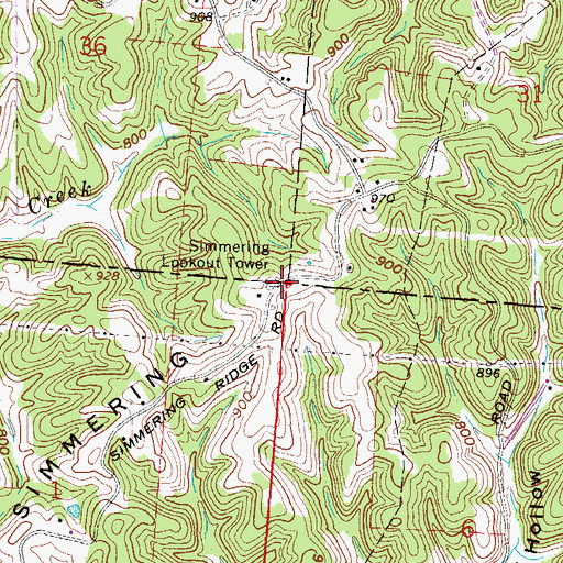 Topographic Map of Simmering Lookout Tower, OH