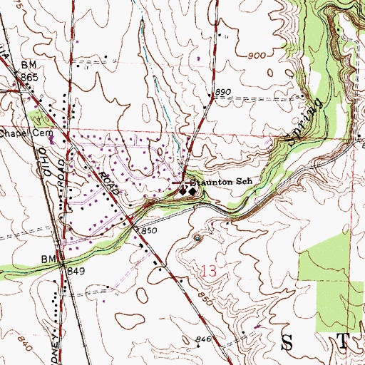Topographic Map of Staunton Elementary School, OH