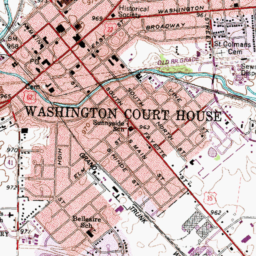 Topographic Map of Sunnyside Elementary School, OH