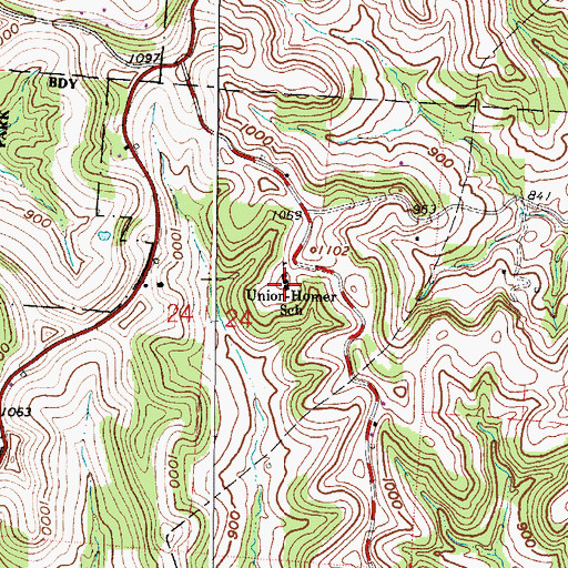 Topographic Map of Union-Homer Elementary School, OH