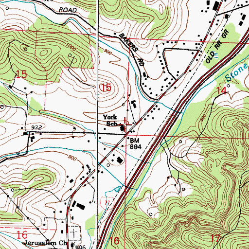 Topographic Map of York Elementary School, OH