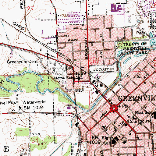Topographic Map of North Elementary School, OH