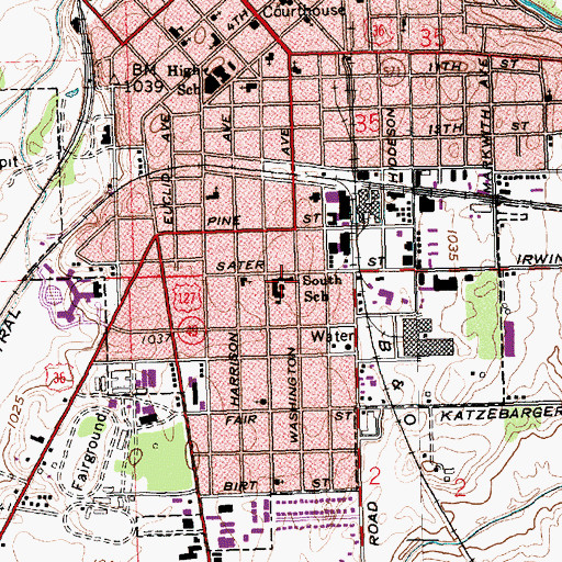Topographic Map of South Elementary School, OH