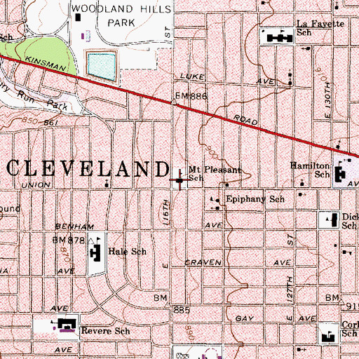 Topographic Map of Mount Pleasant Elementary School (historical), OH