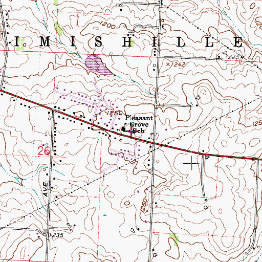 Topographic Map of Pleasant Grove Elementary School, OH