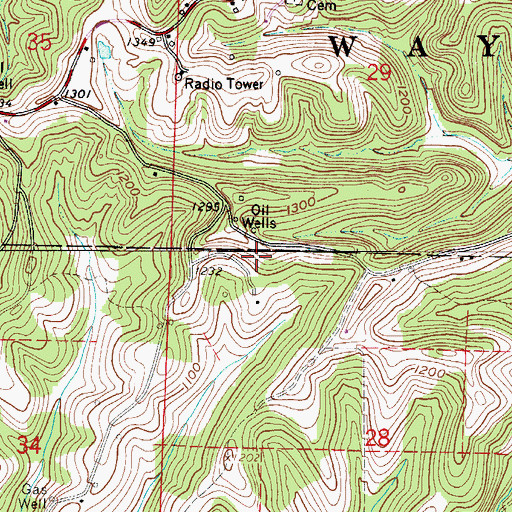 Topographic Map of Grange Hall, OH