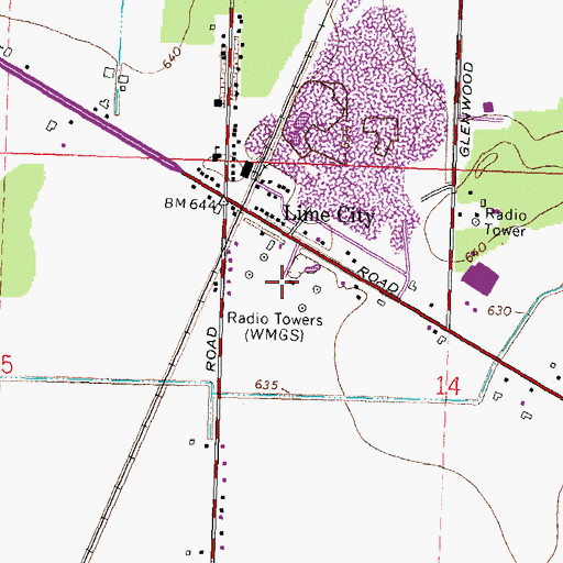 Topographic Map of WJYM-AM (Bowling Green), OH