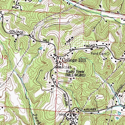 Topographic Map of WILE-AM (Cambridge), OH