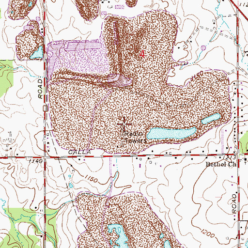 Topographic Map of WYWR-AM (Campbell), OH