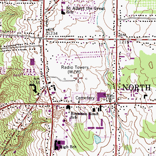 Topographic Map of WRMR-AM (Cleveland), OH