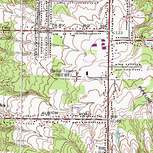 Topographic Map of WERE-AM (Cleveland), OH