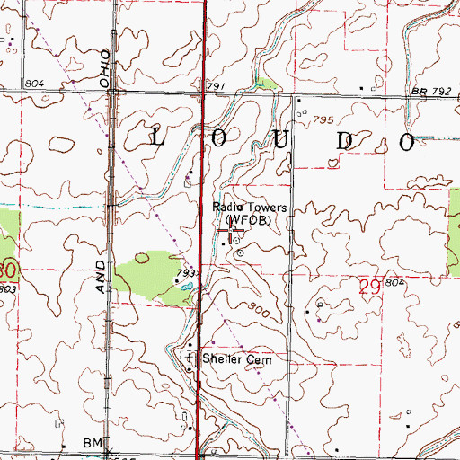 Topographic Map of WFOB-AM (Fostoria), OH