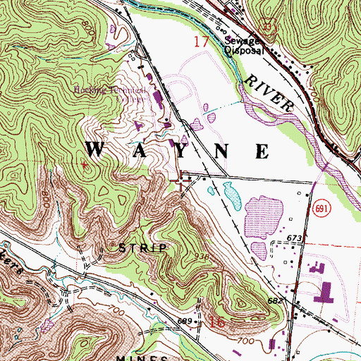 Topographic Map of WYNO-AM (Nelsonville), OH