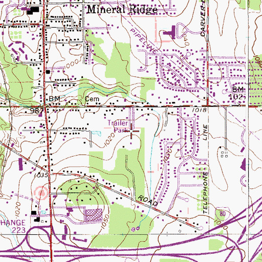 Topographic Map of WNRB-AM (Niles), OH