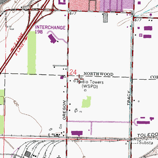 Topographic Map of WSPD-AM (Toledo), OH