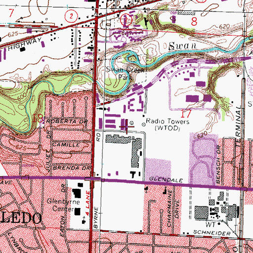 Topographic Map of WTOD-AM (Toledo), OH