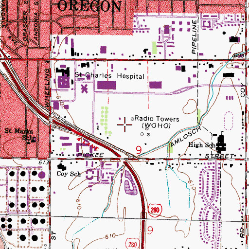 Topographic Map of WWWM-AM (Toledo), OH