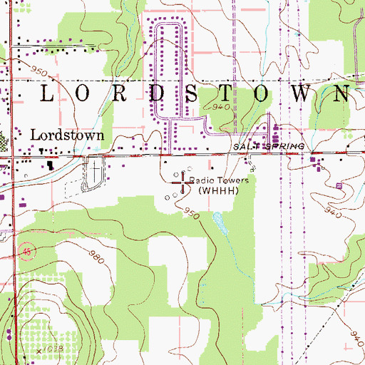 Topographic Map of WRRO-AM (Warren), OH