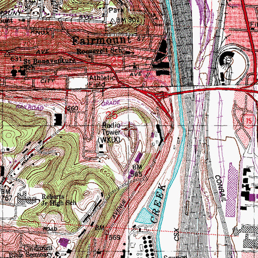 Topographic Map of WWEZ-FM (Cincinnati), OH