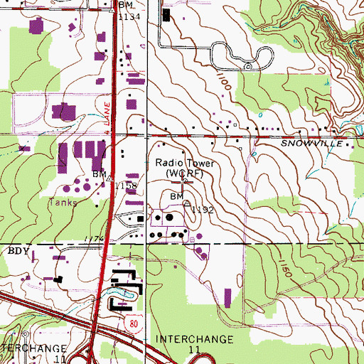Topographic Map of WZAK-FM (Cleveland), OH