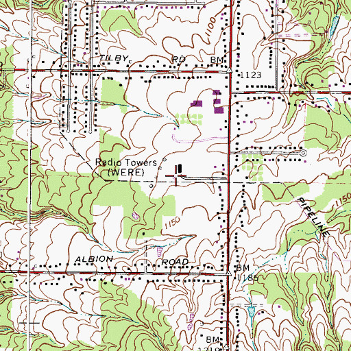 Topographic Map of WNCX-FM (Cleveland), OH