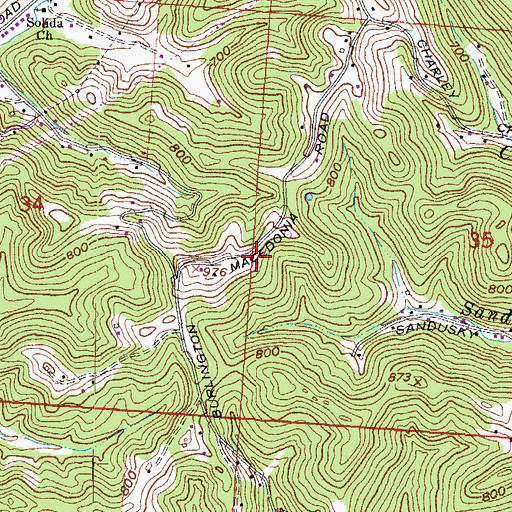 Topographic Map of WXVK-FM (Coal Grove), OH