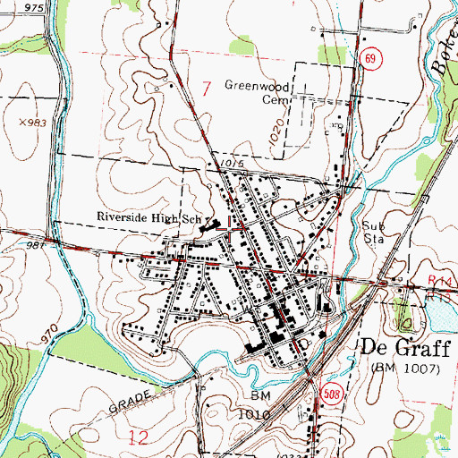 Topographic Map of WDEQ-FM (De Graff), OH