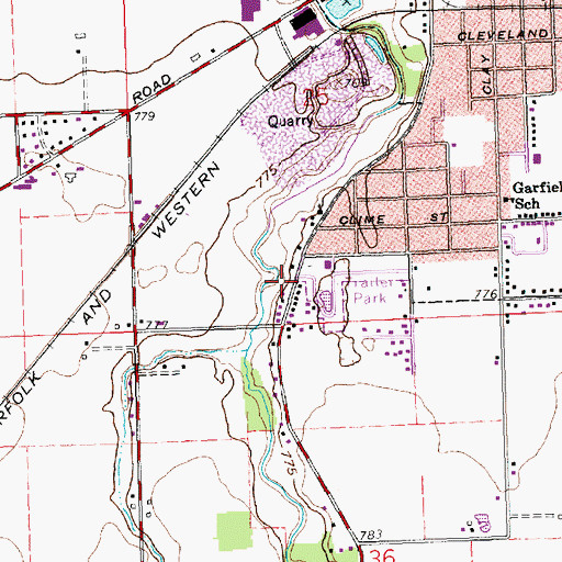 Topographic Map of WDOH-FM (Delphos), OH