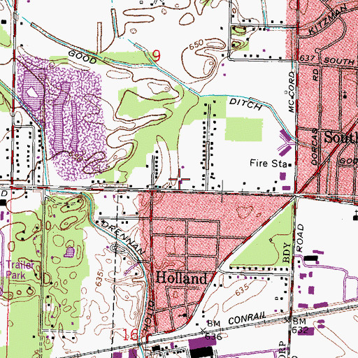 Topographic Map of WPOS-FM (Holland), OH